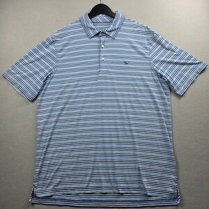 Vineyard Vines Mens Performance Polo Shirt Blue White Striped Short Sleeve L